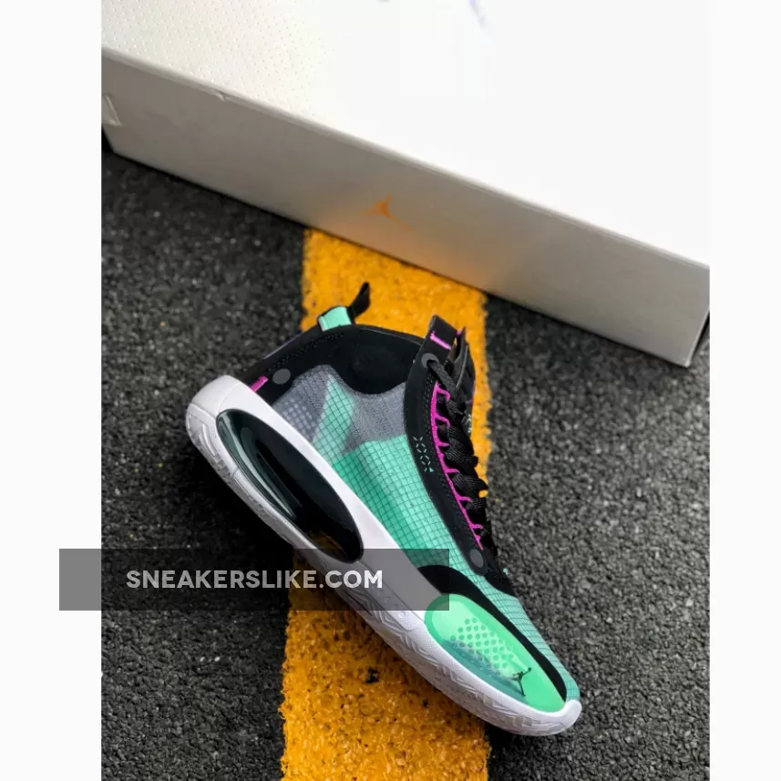 Air Jordan 34 Blue Void/Green Glow-Black-Metallic Silver