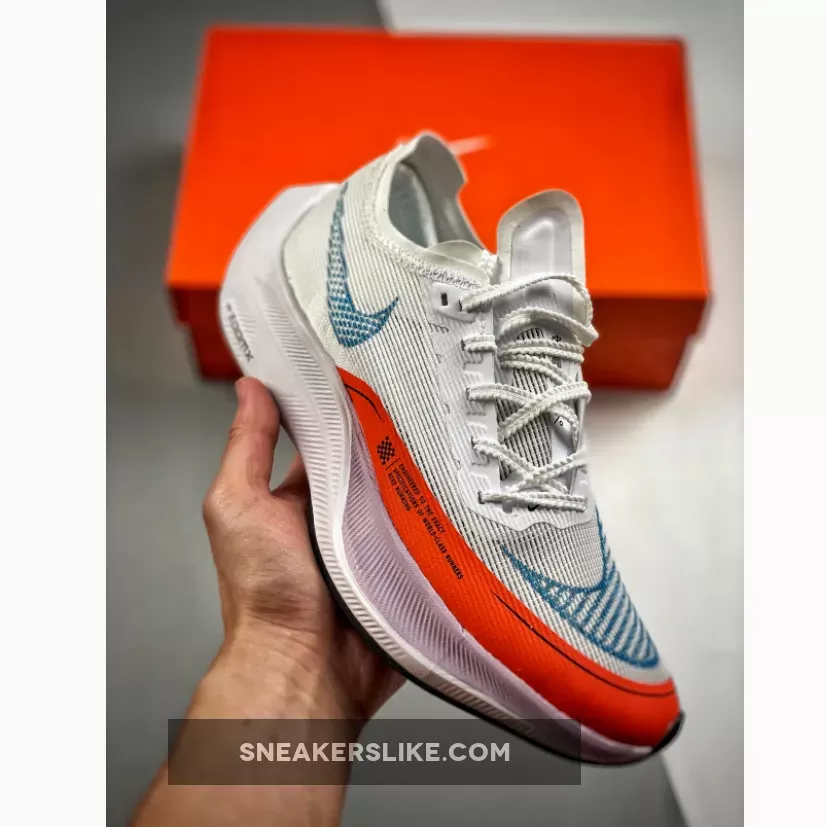 Nike ZoomX VaporFly NEXT% 2 White/Rush Orange/Doll/Laser Blue Orange Blue And White Nike