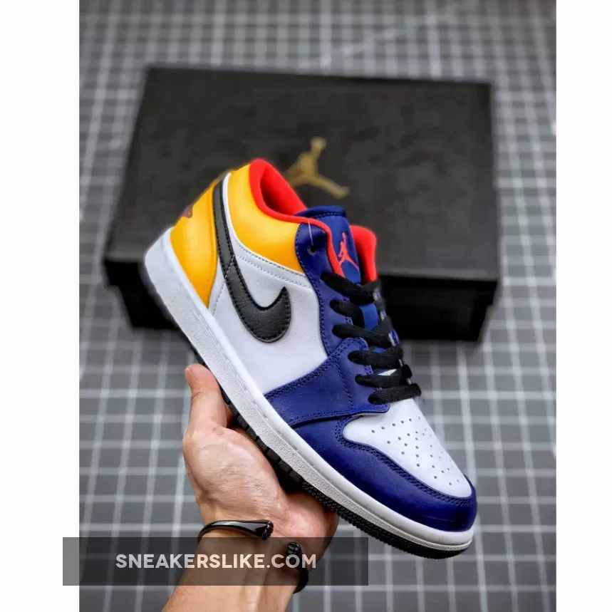 Air Jordan 1 Low White/Royal Blue-Yellow 553558-123 - jordan 1 low royal yellow