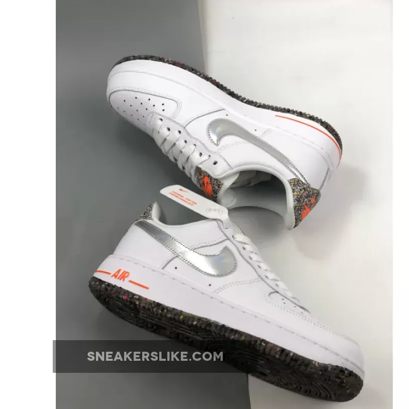 Nike Air Force 1 Crater Summit White/Metallic Silver-Laser Orange nike air force 1 crater white orange