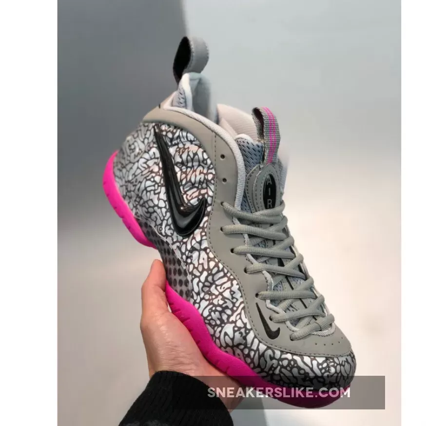 Nike Air Foamposite Pro Wolf Grey/Hyper Pink-Black / elephant print foamposite