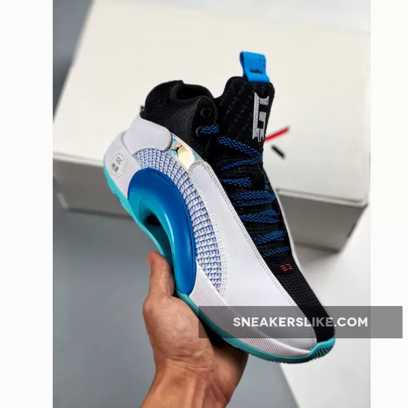 Air Jordan 35 'Morpho' White Blue Black jordan 35 morpho