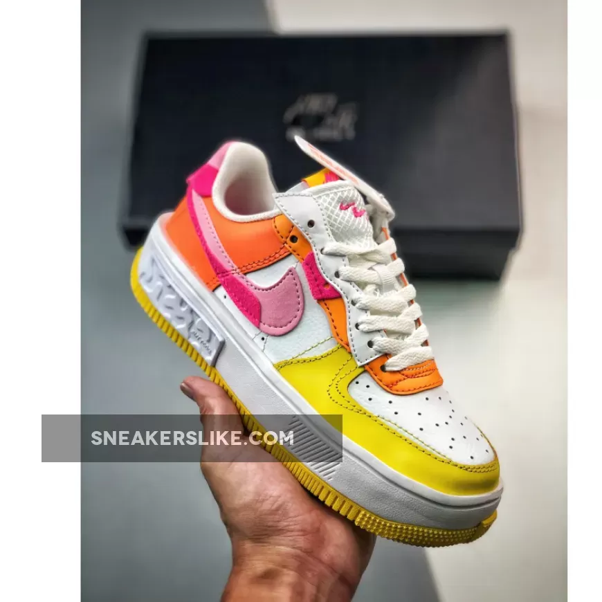 Nike Air Force 1 Fontanka White/Yellow-Pink DX2675-100 #nike pink and yellow