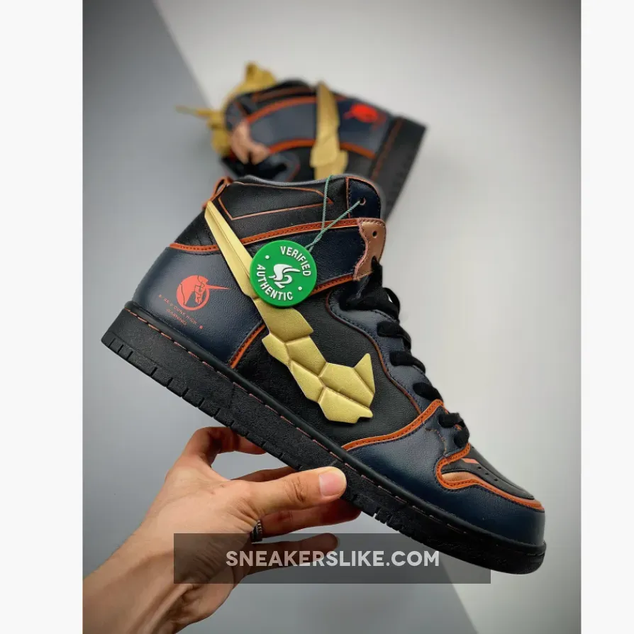 Gundam x Nike SB Dunk High 'Banshee' Thunder Blue/Metallic Gold / nike 02
