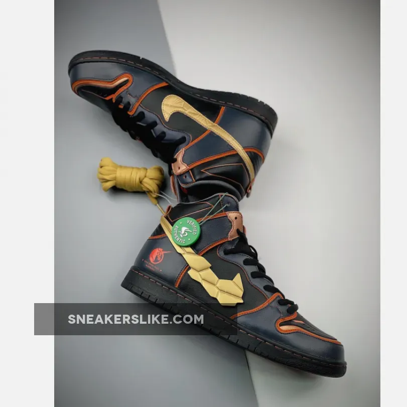 Gundam x Nike SB Dunk High 'Banshee' Thunder Blue/Metallic Gold / nike 02
