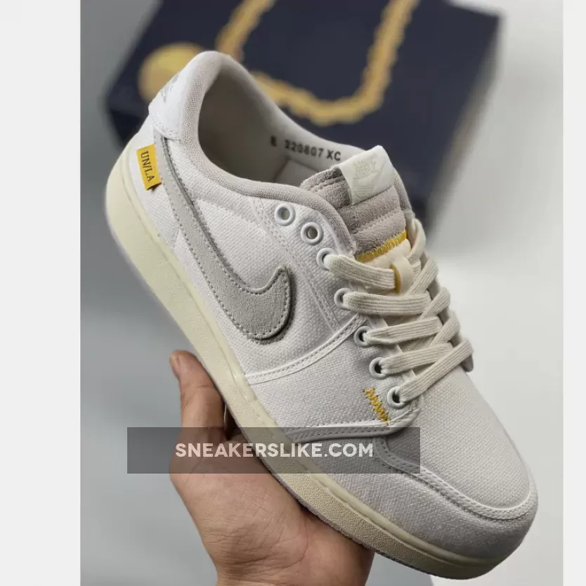 Union x AJKO 1 Low White/Sail-University Gold-Neutral Grey - ajko 1 low x union