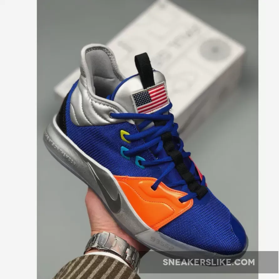 Nike PG 3 NASA Racer Blue/Metallic Silver CI2667-400 #pg 5 silver