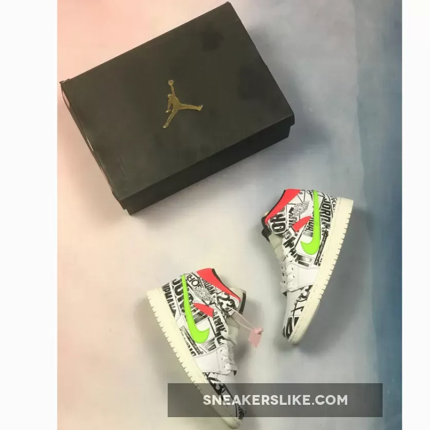 Air Jordan 1 Mid All-Over-Print Logos 554724-119 Restock