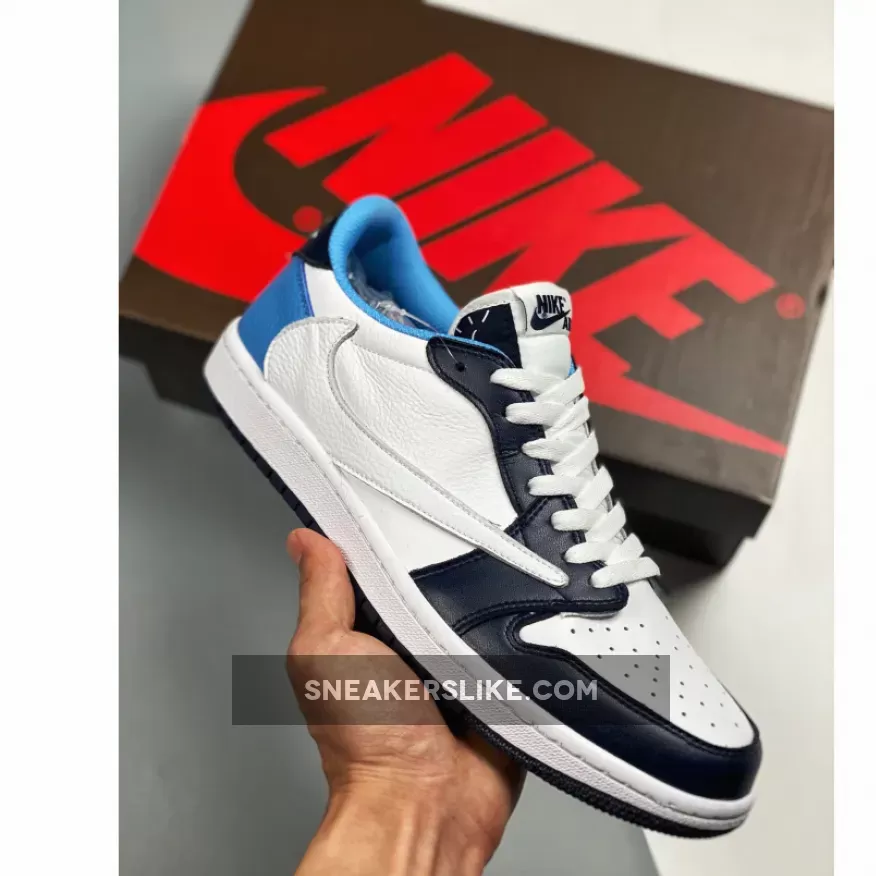 Travis Scott x Air Jordan 1 Low 'UNC' White Navy Blue #travis scott unc