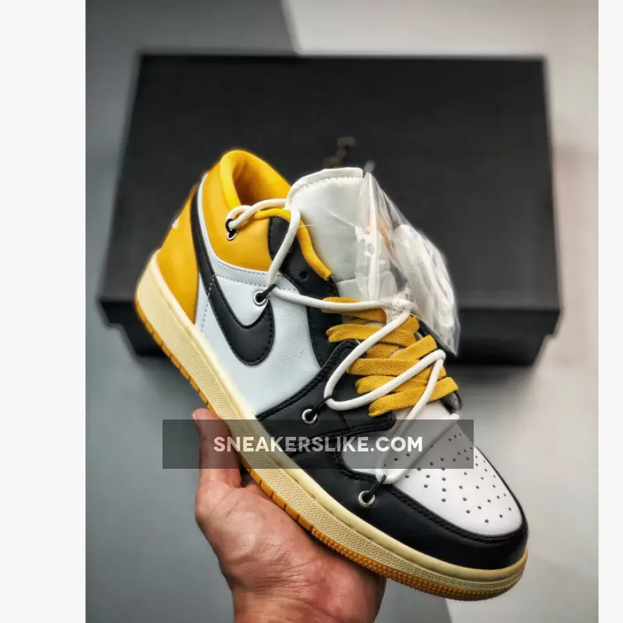 Custom Air Jordan 1 Low White Black Yellow Jordan 1 Low Custom