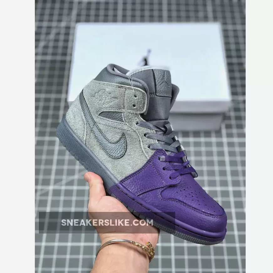 Sheila Rashid x Air Jordan 1 Mid Purple Grey CW5897-005 Sheila Rashid Jordan 1