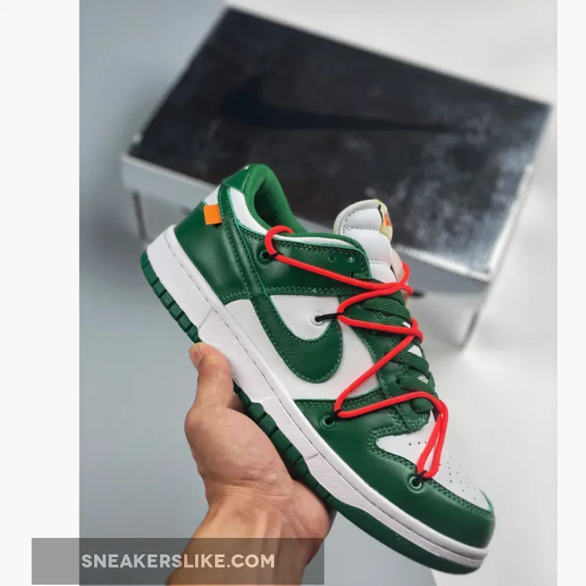 Off-White x Nike Dunk Low White/Pine Green #off white pine green