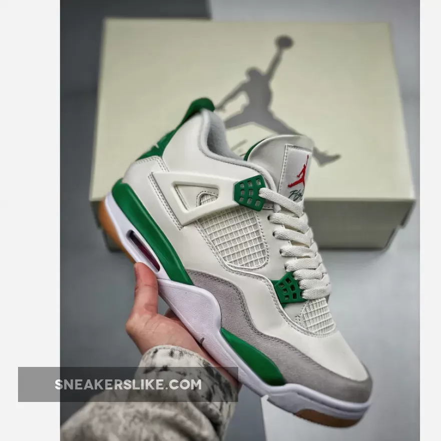 Nike SB x Air Jordan 4 Sail/Pine Green-Neutral Grey DR5415-103 #pine green jordan 4