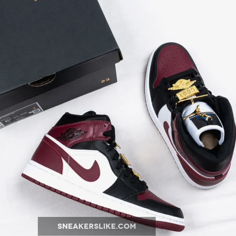 Air Jordan 1 Mid SE 'Gold Pendants' CZ4385-016 - maroon jordans