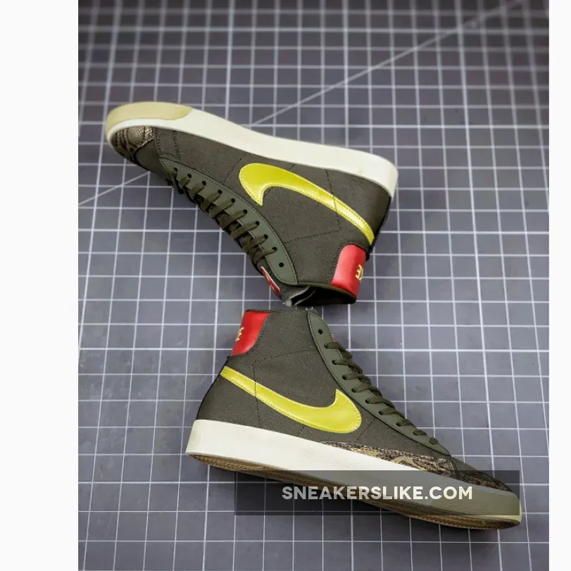 Nike Blazer Mid '77 Medium Olive/Lemon Venom/Fossil / snakeskin nike blazer