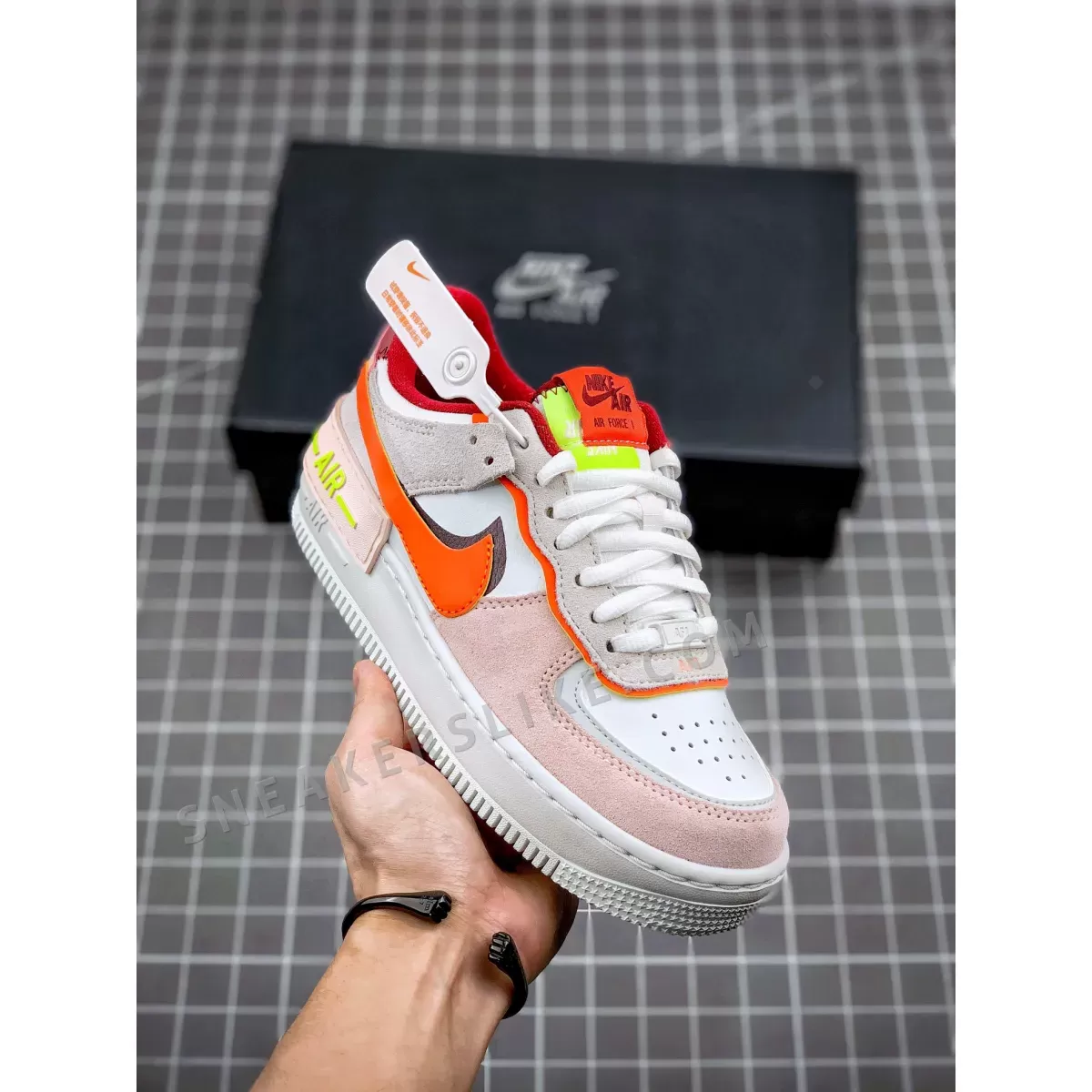Nike Air Force 1 Shadow Team Red Volt For Womens CU8591-600 #wmns air force 1 shadow 'team red orange pearl'