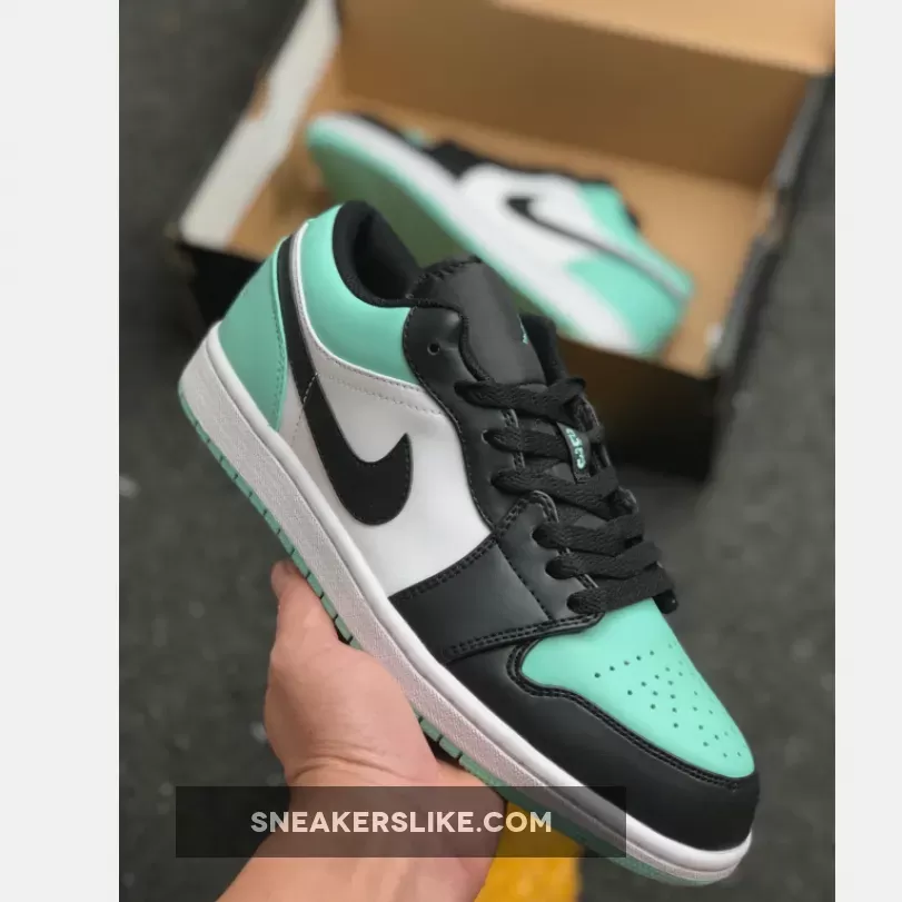Air Jordan 1 Retro Low Emerald White/Emerald Rise-Black AJ1 / emerald jordan 1