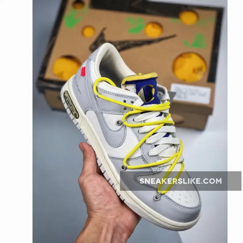 Off-White x Nike Dunk Low White Yellow Lot 27 DM1602-120 - off white lot 27