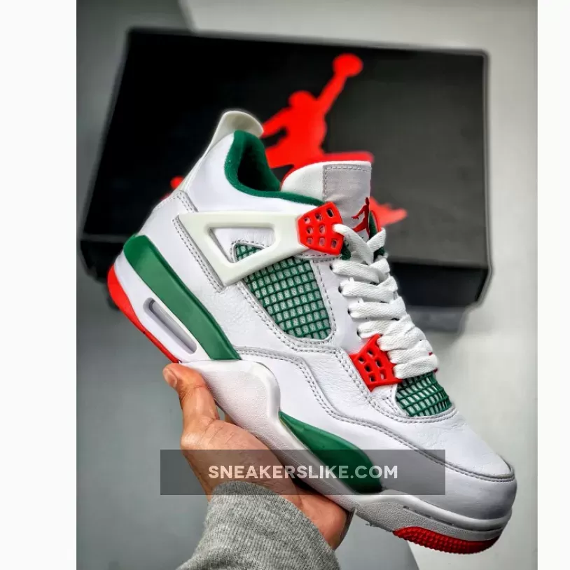 Air Jordan 4 Retro 'Do The Right Thing' White/Gorge Green-Varsity Red / jordan 4 white and green