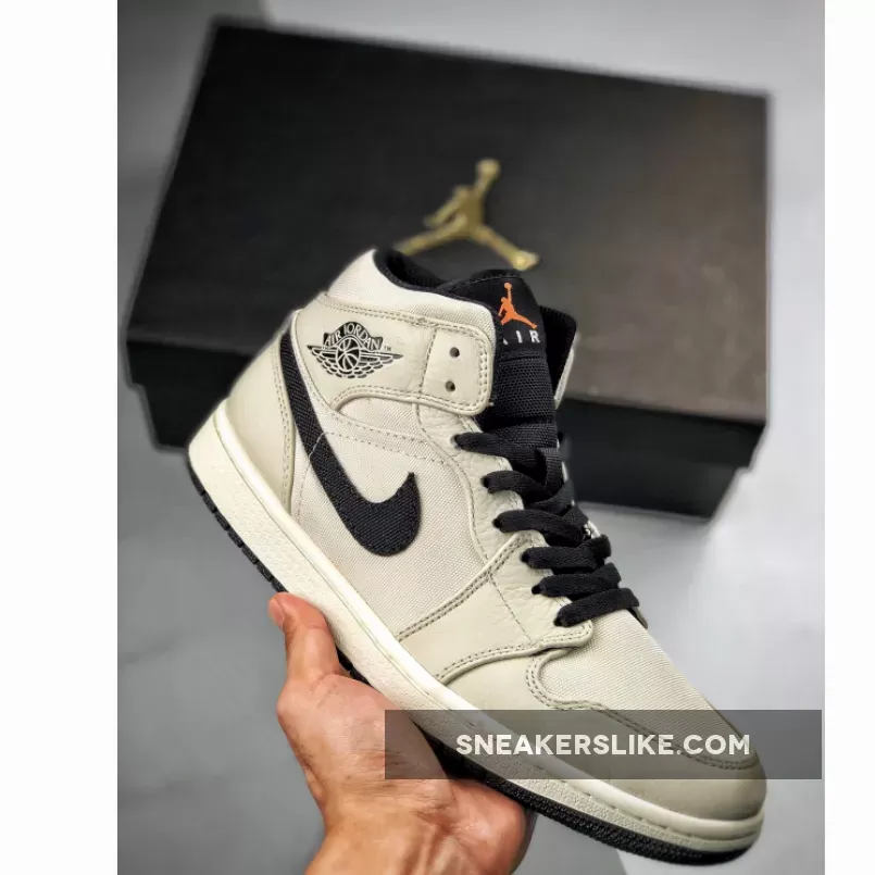 Jordan 1 Mid SE Beige Black 852542-002 #nike air jordan 1 mid light bone