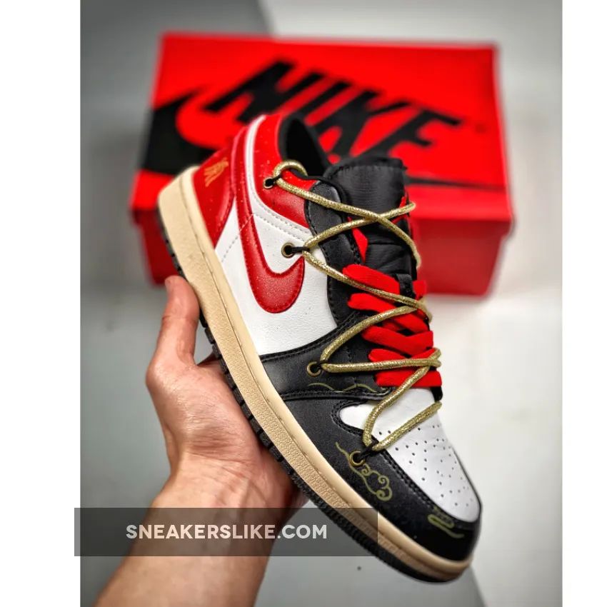 Custom Air Jordan 1 Low White Black Red 'jordan 1 lows red black white'