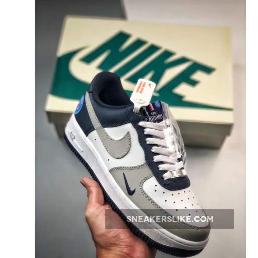 Custom Nike Air Force 1 Low ‘Paris’ White Grey Navy Outlet