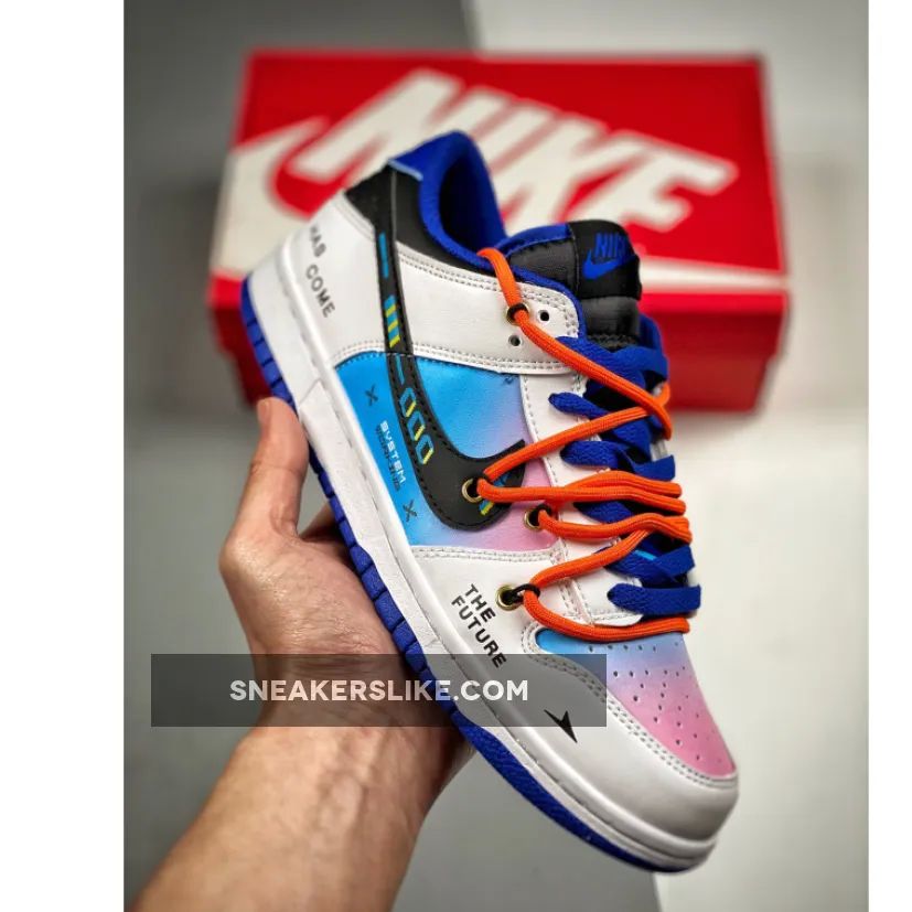 Custom Nike Dunk Low Retro White Pink Blue Black 'pink and black nike dunks'