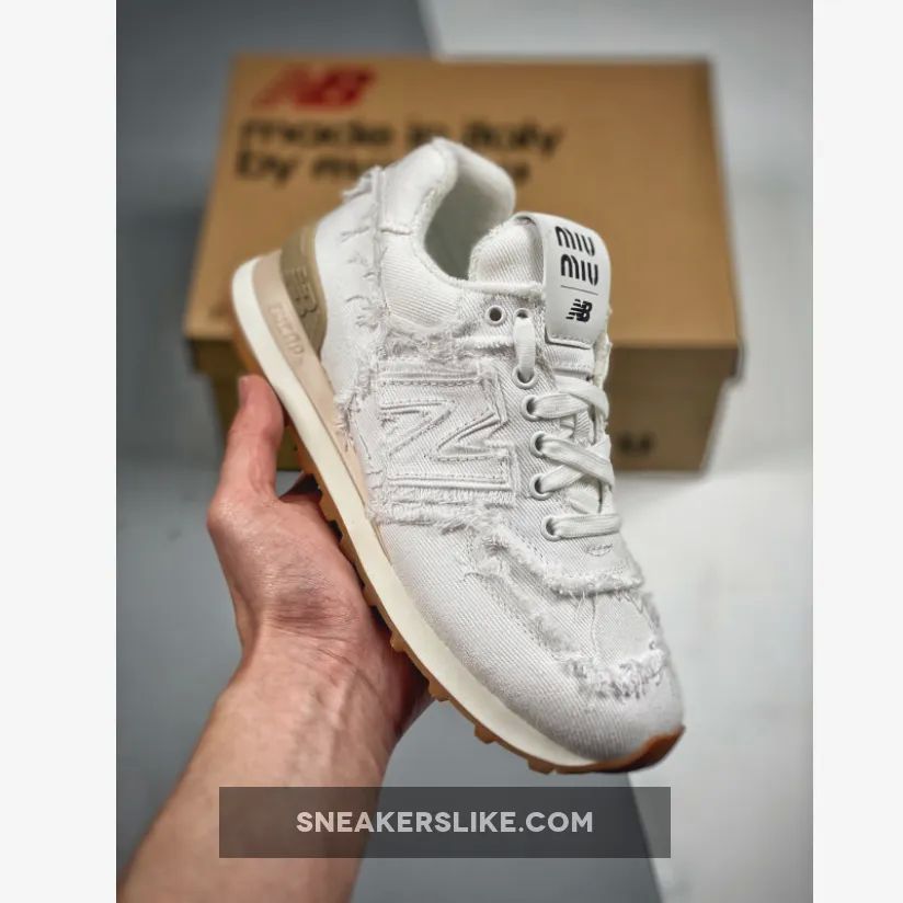 Miu Miu x New Balance 574 Denim White 'miu miu shoes white'