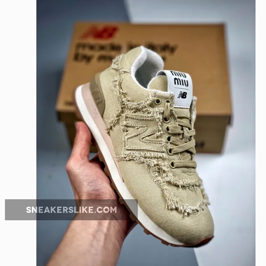 Miu Miu x New Balance 574 Denim Beige 'new balance 574 with jeans'