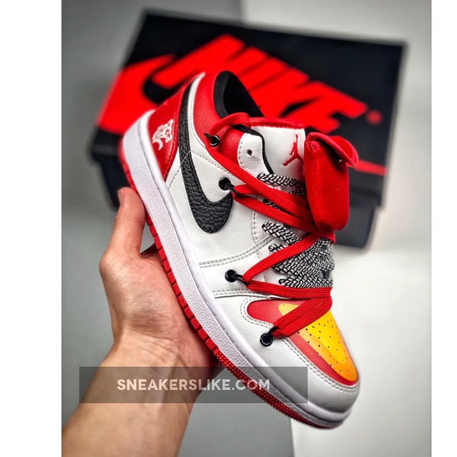 Custom Air Jordan 1 Low White Gym Red 'jordan 1 low gym red'
