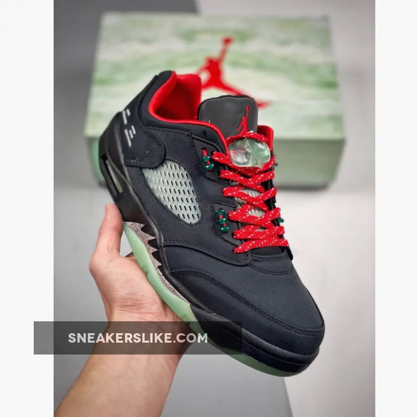 Clot x Air Jordan 5 Low Black Red Silver 'jordan 5 low black and red'