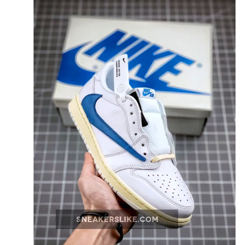 Travis Scott X Fragment X Air Jordan 1 Low OG 'White/Blue/Sail' Outlet