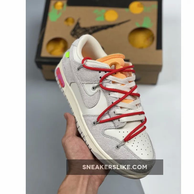 Off-White x Nike Dunk Low '40 of 50' Grey Sail Orange 'off white shoes orange'