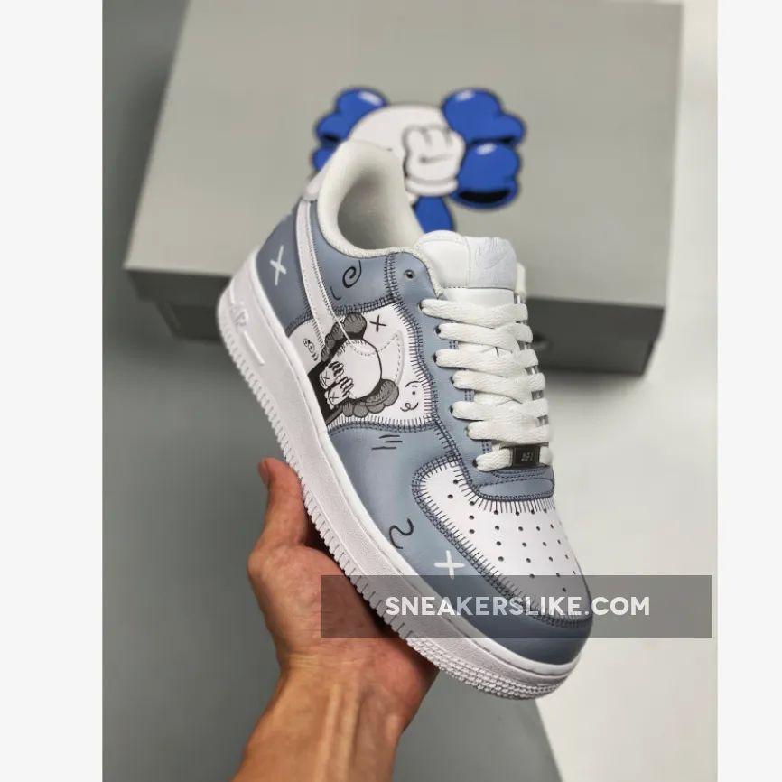 Custom x Kaws Nike Air Force 1 Low Blue White 'kaws air force 1'