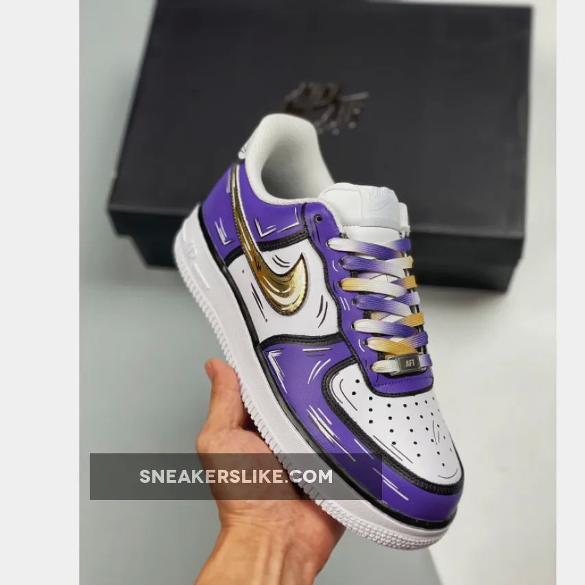 Custom Nike Air Force 1 Low 'Lakers' Purple White 'lakers air force ones'