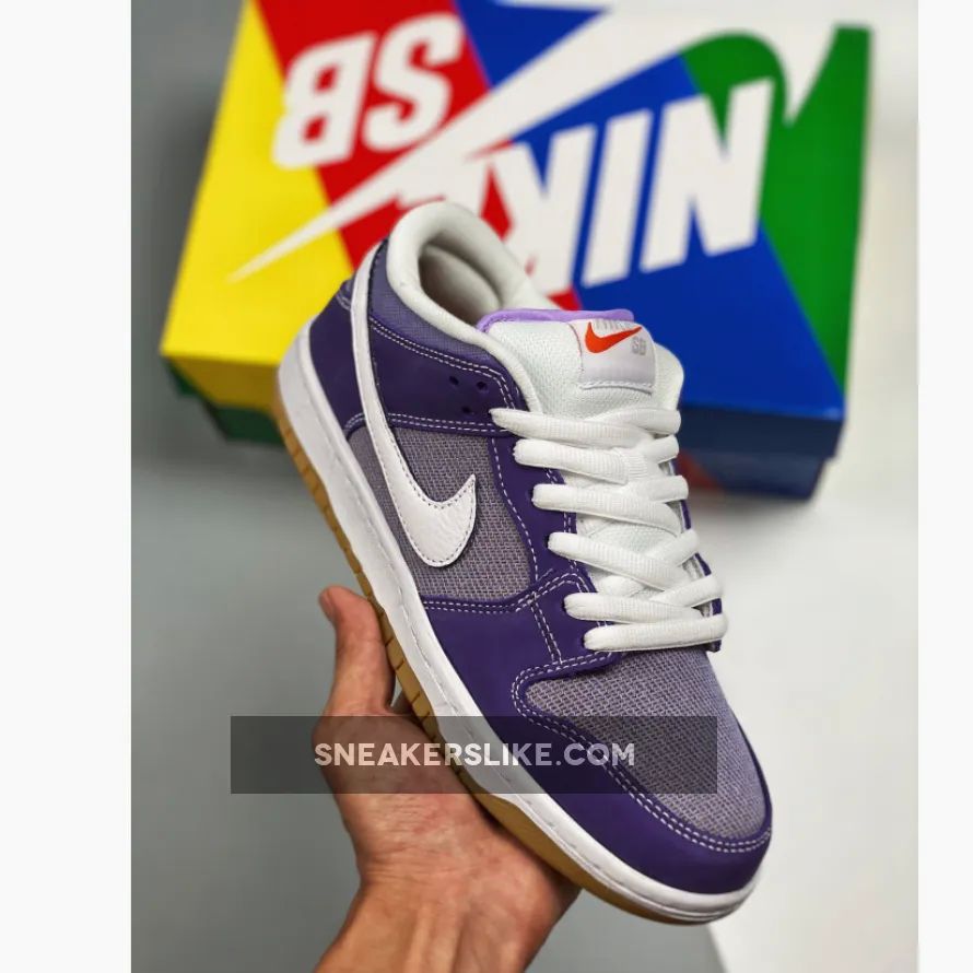 Nike SB Dunk Low Prm Purple White Gum 'white sneakers with gum soles'
