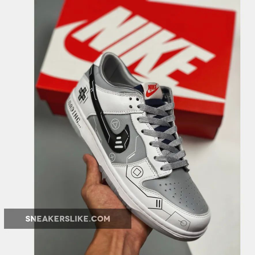 Custom Nike Dunk Low White Grey Black 'dunks custom'