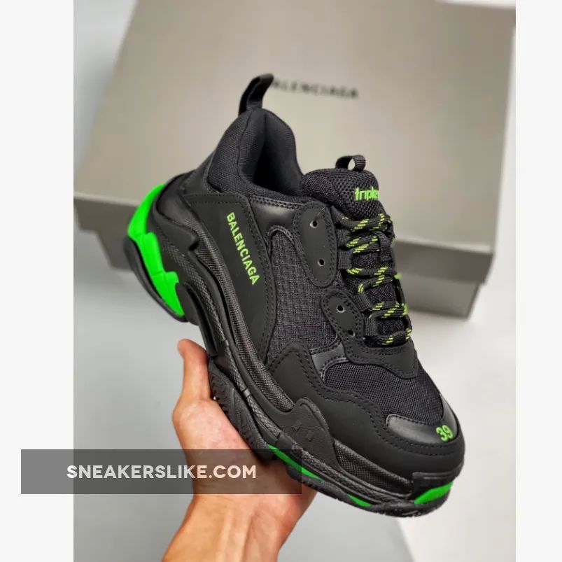 Balenciaga Triple S Black Green 'balenciagas triple s green'