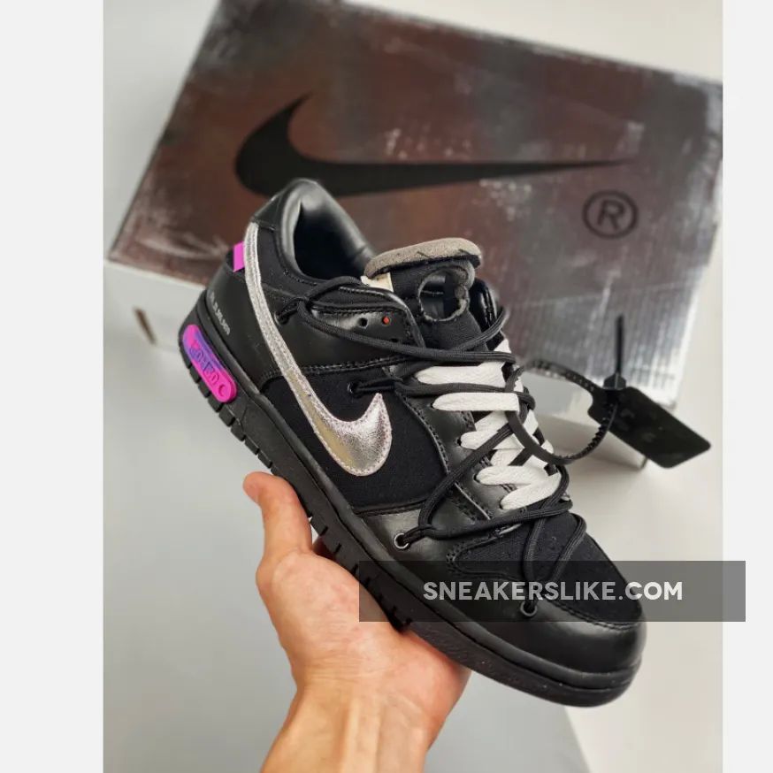Off-White X Nike Dunk Low 'The 50' Black Silver New Releases