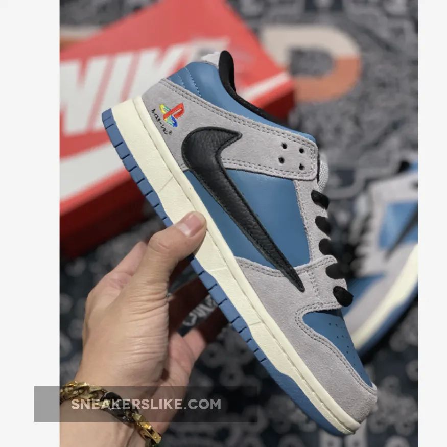 Travis Scott X PlayStation X Nike Dunk Low Blue Grey Online