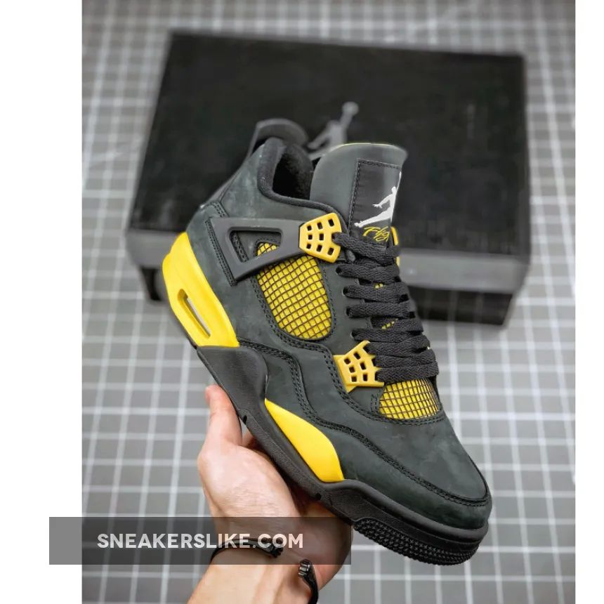 Air Jordan 4 'Thunder' Black/Vibrant Yellow-White Online