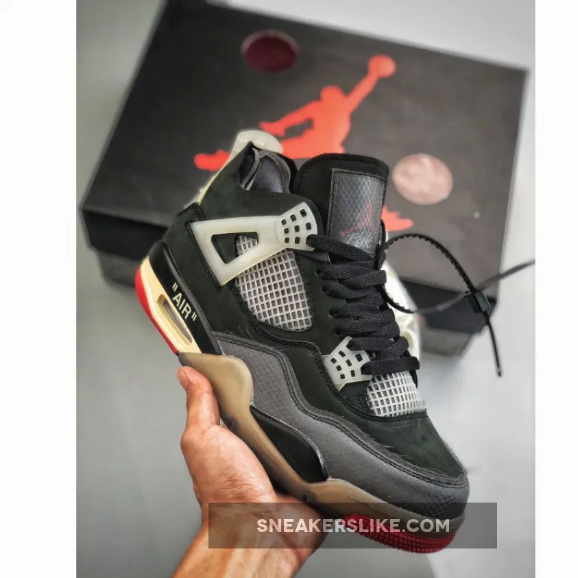 Off-White x Air Jordan 4 Bred 'bred 4s off white'