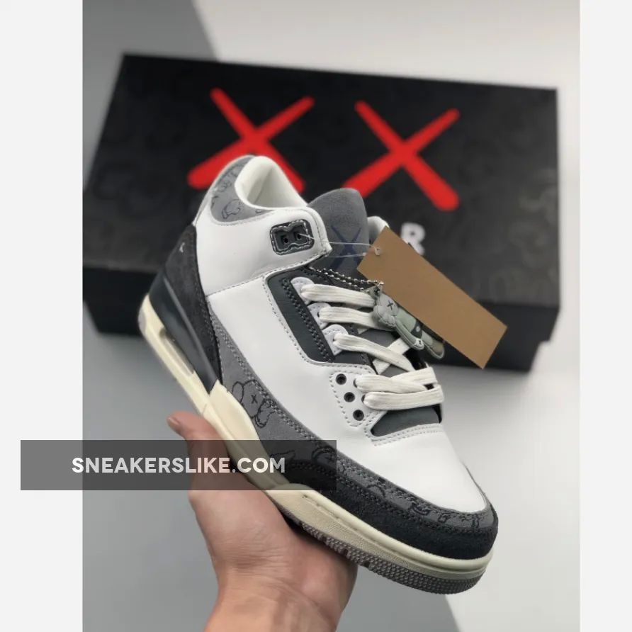 KAWS x Air Jordan 3 White Grey Black 'jordan x kaws'