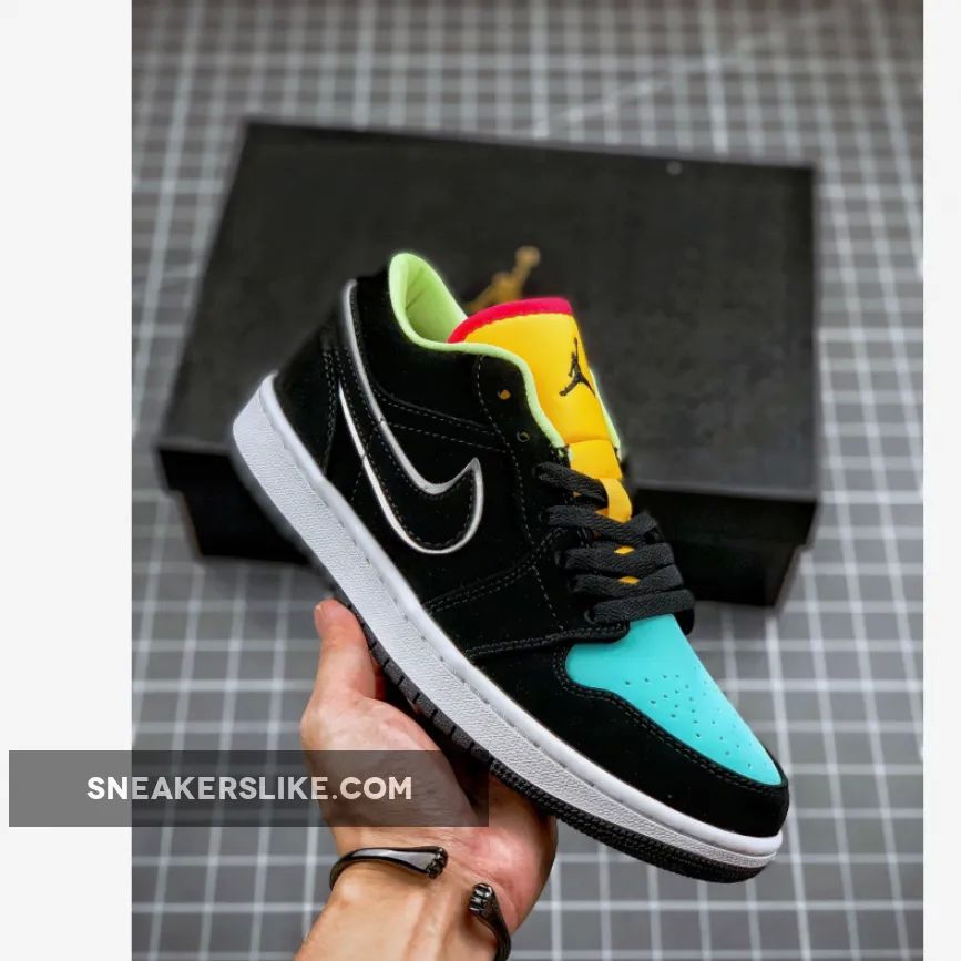 Air Jordan 1 Low Black Yellow Turquoise 'turquoise jordans'