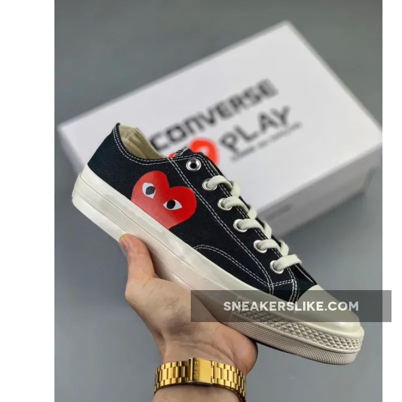 CDG Play X Converse Chuck Taylor All Star 70 Low Black New Releases