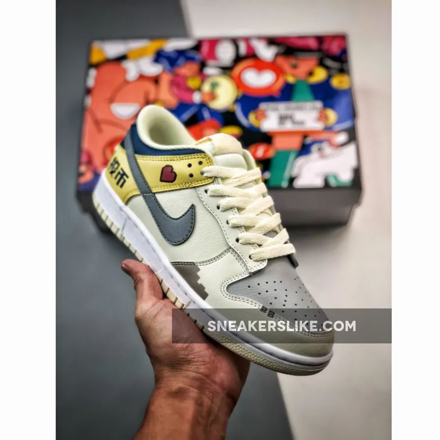Custom Nike Dunk Low White Yellow Blue New Releases