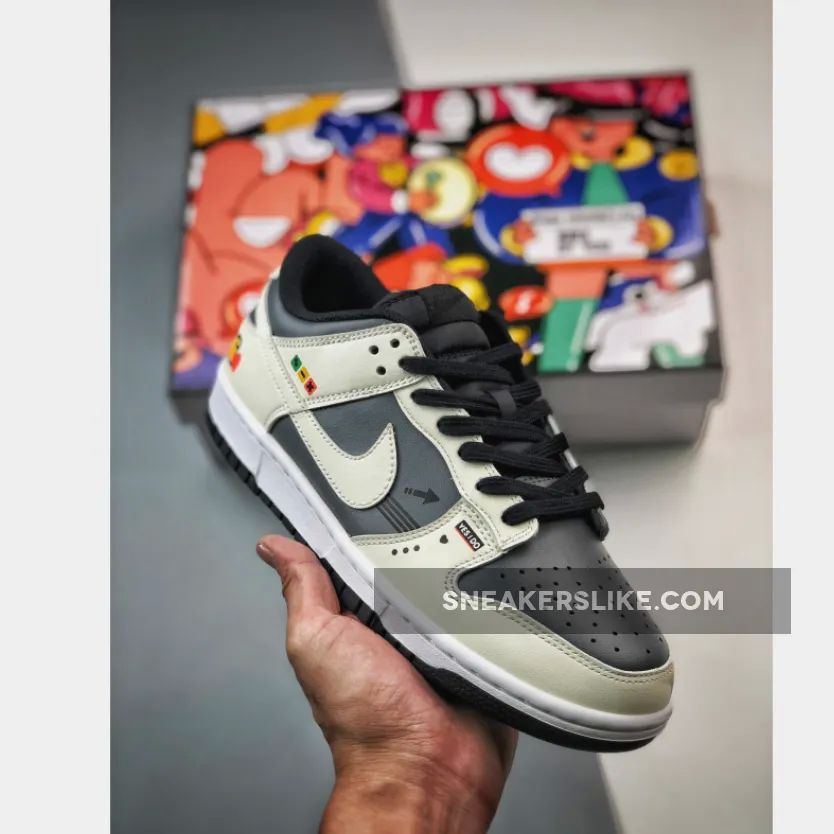 Custom Nike Dunk Low White/Drak Grey-Black Restock