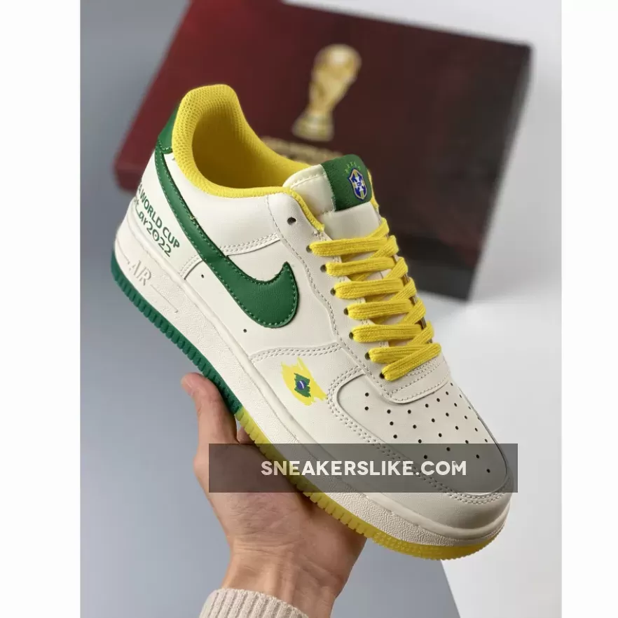 Custom Nike Air Force 1 Low ‘World Cup 2022’ White Green Yellow 1671349031 Online