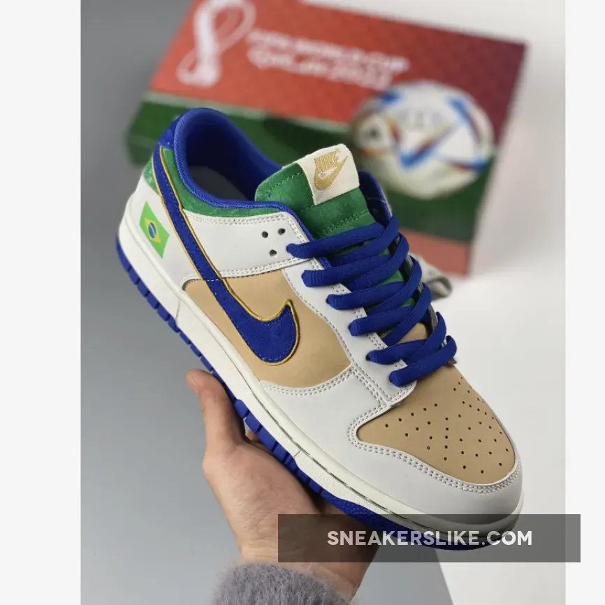 Custom Nike Dunk Low 'Brazil ' White Brown Green 1675842488 Restock