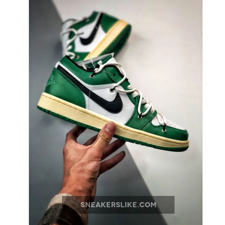 Custom Air Jordan 1 Low Pine Green White 'aj 1 low pine green'
